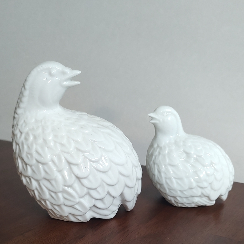 Ceramic Quail Pair Japan Vintage Quiet Luxury Decor